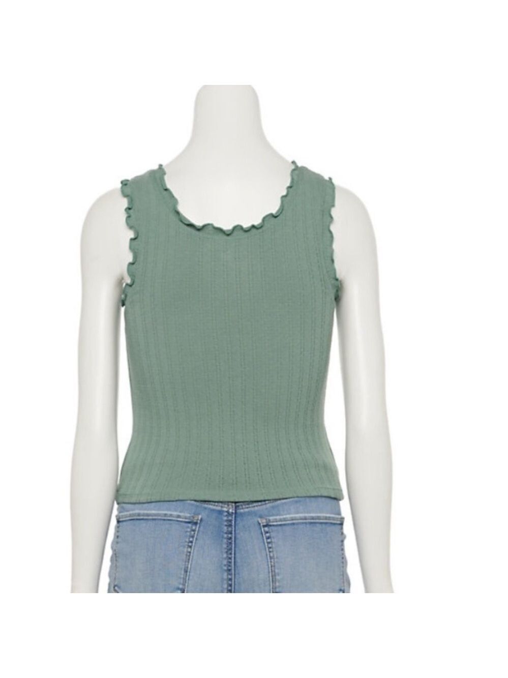 SO button down sleeveless tank Woman’s Junior’s size XL green scoop neck - Picture 6 of 14